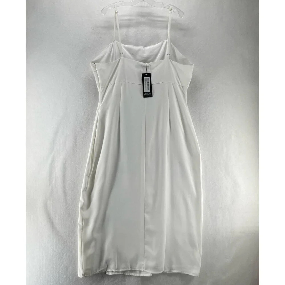Nasty Gal Slip Dress Size 10 Woven Button Down Broiderie Panel Side Slit White - Picture 6 of 15